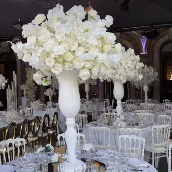 IFG Ideas ghirlanda di fiori 60cm centrotavola con sfera di fiori bianchi 3d per decorazioni nuziali