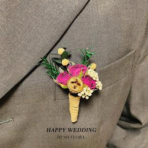 Broche de <span class=keywords><strong>flores</strong></span> para boda, hecho a mano ramillete, <span class=keywords><strong>flores</strong></span> secas decorativas conservadas, adorno para el pecho - Product Image 4
