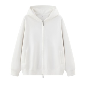 Sweat à capuche zippé style veste rétro en tissu uni 350GSM, deux poches avant, coupe ample, manches raglan, vêtements de sport décontractés pour homme - Product Image 6