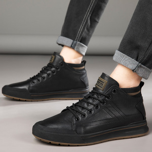 รองเท้าหนังแท้ระบายอากาศได้ดี ทรงกลางข้อเท้า  แบบเพิ่มความสูง  สำหรับผู้ชาย สไตล์อังกฤษ  ทันสมัย พื้นนุ่ม  ใส่ได้ทุกฤดู - Product Image 3