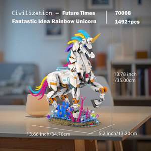 JMBricklayer Blocs de construction mécaniques licorne arc-en-ciel, <span class=keywords><strong>1492</strong></span> pièces, modèle de décoration de base aux algues fantastiques, cadeau pour filles et collectionneurs adultes - Product Image 5