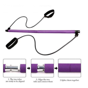 Barre de Pilates portable et détachable pour exercices de yoga et de Pilates, barre d'étirement avec bande de résistance - Product Image 5