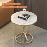 Table basse moderne de luxe avec plateau en ardoise et structure en fer, petite table d'appoint pour salon, table de balcon simple et mobile, durable