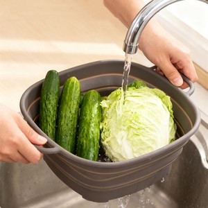 Passoire pliable en silicone de qualité alimentaire, résistante à la chaleur, à drainage rapide avec poignée pour fruits et légumes - Product Image 4