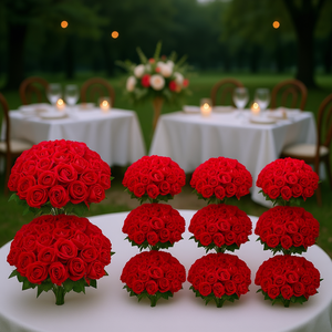 ดอกกุหลาบโฟมสีแดงเหมือนจริง 500 ชิ้น ดอกไม้ประดิษฐ์สำหรับงานแต่งงาน งานเลี้ยงฉลองสมรส ตกแต่งบ้าน จัดโต๊ะงานเลี้ยง DIY - Product Image 2