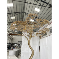 Sculpture d'arbre extérieure moderne en acier inoxydable 316 V97, finition polie, style européen, grande taille, art 3D doré, statue de jardin