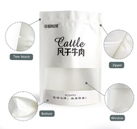 Pochette sur support zip-lock à fenêtre transparente imprimée personnalisée emballage en plastique laminé de viande séchée de boeuf sac d'emballage alimentaire de stérilisation