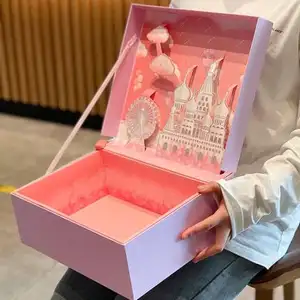 Luxurious gift box christmas box birthday gift box with bag and raffia