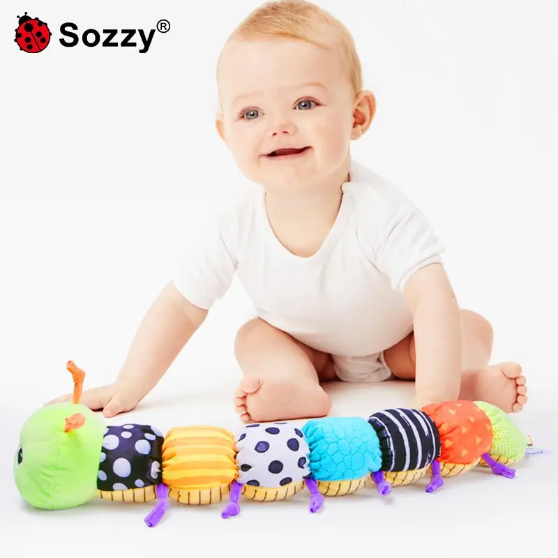 Sozzy boneka bayi lembut nyaman hewan mainan musik lucu boneka hijau ulat musik mainan boneka mewah