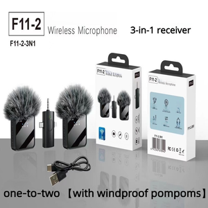 Microphone cravate sans fil F11 pour téléphone portable, trois-en-un, streaming en direct et <span class=keywords><strong>enregistrement</strong></span> avec réduction du bruit, prise jack 3,5 mm - Product Image 5