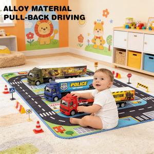 KSF 1:64 Camion jouet miniature en alliage métallique <span class=keywords><strong>vert</strong></span> bleu jaune rouge OEM avec <span class=keywords><strong>remorque</strong></span> et conteneur coulissant - Product Image 2