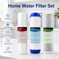 Ensemble de cartouches de filtre à eau en trois étapes, filtres de remplacement en PP, charbon actif UDF, CTO de dix pouces pour purificateur domestique
