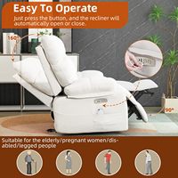 Fauteuil inclinable à bascule surdimensionné avec cadre en acier moderne, massage, chaleur, dossier et repose-pieds électriques réglables, pivotant à 270°