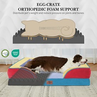 Lit pour chien coloré et ludique, imperméable, orthopédique, en mousse alvéolée, avec rebord, canapé pour animaux de compagnie, pour grossistes, usine personnalisée, OEM