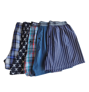 Pantaloncini Boxer intimo da <span class=keywords><strong>uomo</strong></span> personalizzati di alta qualità per <span class=keywords><strong>uomo</strong></span> <span class=keywords><strong>mutande</strong></span> maschili stampate a righe classiche in <span class=keywords><strong>cotone</strong></span> intrecciato all'ingrosso - Product Image 1