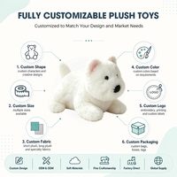 Peluche chien blanc Kawaii, jouet en peluche doux et moelleux, chiot Westie avec oreilles roses, cadeau d'anniversaire pour enfants, OEM