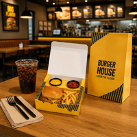 Boîte à hamburger personnalisée en gros, emballage alimentaire écologique pour poulet frit, frites et sauce à emporter