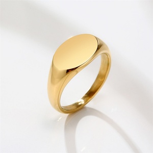 Oval Cluster <b>Rings</b> Couple Jewelry 18K Gold Plated Stainless Steel Custom Engraved Text Women Trendy <b>Blank</b> <b>Ring</b> XR Jewelry - Product Image 2