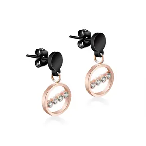 Rose Gold Backs Round Stud Earring Pure Set 316 Stainless Steel Earrings
