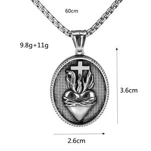 Stainless Steel Men's Pendant <b>Cross</b> Heart Charm Themed Necklace Gift - Product Image 5