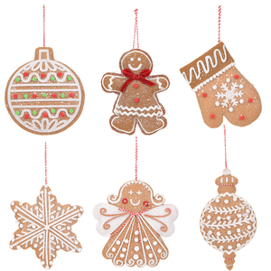 Smiling Cookie Man Christmas Pendant Brown Fabric Ornament for Tree Gift <b>Basket</b> Bakery Display Seasonal Decor Wholesale - Product Image 3