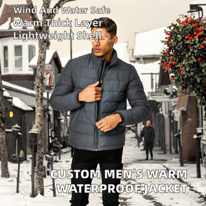 Customized High Quality <b>Men's</b> Winter Embroidered Casual Canvas <b>Jacket</b> <b>Light</b> Weight Thick Stand Collar Warm Waterproof Windproof - Product Image 2