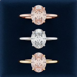 خاتم إصبع الوردي بتصميم هالو مخفي من الماس المختبري 0.8 قيراط قطع بيضاوي ذهب وردي عيار 18 قيراط خاتم خطوبة منفرد - Product Image 6