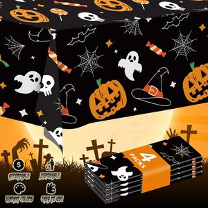 Nappe rectangulaire en plastique effet toile d'araignée 54" x 108" Grande taille pour Halloween, décoration de table pour la maison et les fêtes - Product Image 3
