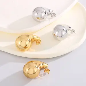 Custom Jewelry Water Drop Earring 18k Gold Chunkys Stud Earrings Stainless Steel Earring For Women