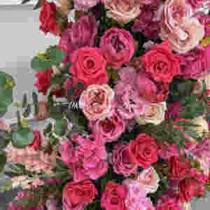 Arche de mariage en fleurs artificielles roses en gros, grandes fleurs en soie de 6-7 pieds, décoration de fond de mariage écologique - Product Image 4