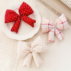 Fermaglio per capelli a fiocco scozzese <span class=keywords><strong>fresco</strong></span>, con imbottitura in cotone, dolce e carino, fiocco in tessuto tridimensionale, fermaglio a becco d'anatra, fatto a mano, regalo versatile - Product Image 1