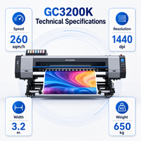 Imprimante jet d'encre numérique industrielle 320 cm GC3200K haute résolution pour impression de bannières publicitaires extérieures sur vinyle