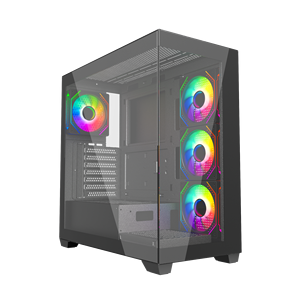 Powercase Glass Cabinet Pc Case Pc Gaming Computer Cases Transparent 2022 New Arrival Factory Oem Service Cost Desktop Atx Case
