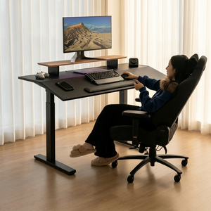 Multi-Functional Electric Tilt Height Adjustable Desk with LED Monitor Stand Ergonomic Gaming Computer Desk & Chair Workstation - Product Image 1