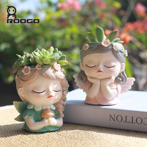 ROOGO Joli pot de fleurs en résine en forme de fille ailée, pot à succulentes, pot de fleurs ange de dessin animé <span class=keywords><strong>pour</strong></span> la maison, le jardin, le bureau, <span class=keywords><strong>cadeau</strong></span> <span class=keywords><strong>pour</strong></span> <span class=keywords><strong>les</strong></span> amateurs de plantes - Product Image 5