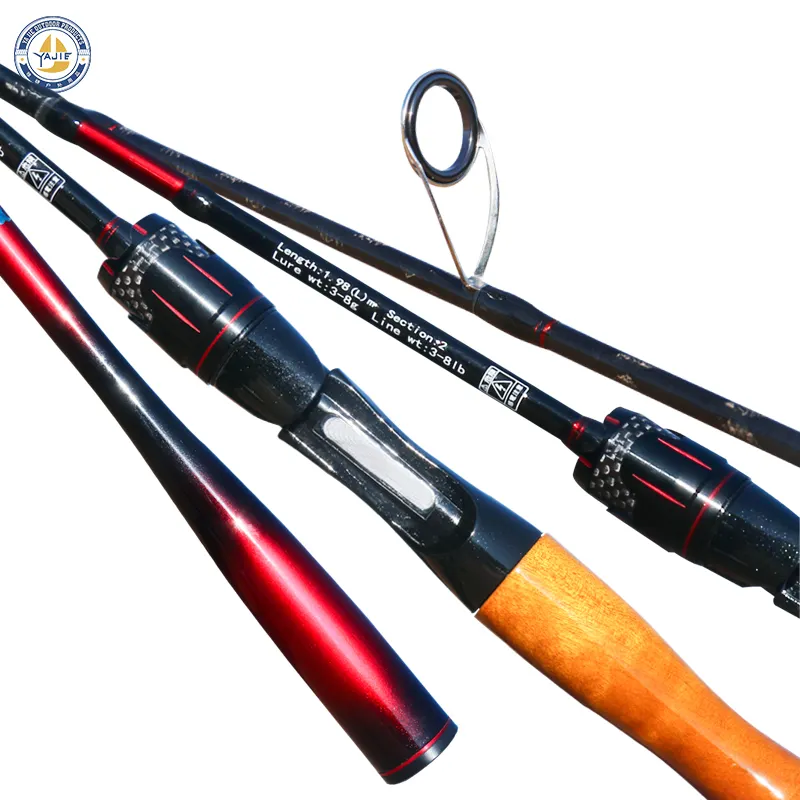 canas de pescar OEM ODM 1.98m 2.44m 2 Section Fishing Tackle Carbon Spinning Casting Fishing Rod Hard Carbon Fishing Rods