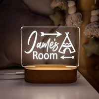 Base de lumière en bois avec panneaux d'affichage en acrylique-LED Bases en bois base de lumière led en bois pour la décoration de Pâques de bar et de café à la maison