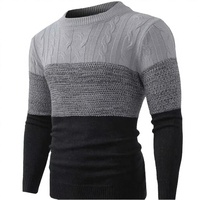 Herren Woll-/Nylon-Pullover mit 3D-Muster, Rundhalsausschnitt, Knitterfrei, Lange Ärmel, Winterkleidung, Reguläre Passform, Frontlogo