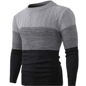 Nouvelle Collection Printemps-Automne – Pull Tricoté Homme Anti-Plis, Anti-Rétrécissement, Respirant, Chaud, à Maille Torsadée Dégradée, Manches Longues, 100% Polyester - Product Image 2