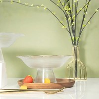 Plateau à fruits sur pied en verre transparent de style européen, pour salon, usage domestique, haute valeur esthétique, luxe léger, rétro