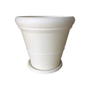 Latest Best-Selling Professional White Glaze Ceramic Flower Pot Luxury Durable Green Plastic Minimalist Design for Floor Use