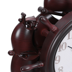 Haizhixing Ship Wheel Desk <b>Clock</b> Blue White Nautical Design For Home Office Decor - Product Image 3