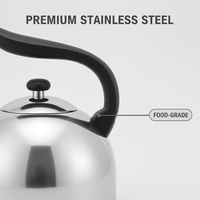 Bouilloire sifflante en acier inoxydable de 2,5 L avec poignée froide au toucher, pour tous les types de cuisinières, vente en gros d'usine