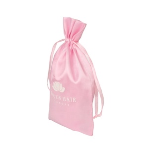 Sacs cadeaux de mariage en satin de luxe personnalisés pour perruques, sacs anti-poussière en satin, sacs à cordon en satin pour bijoux – Vente en gros - Product Image 2