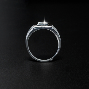 Anillo de Compromiso y Matrimonio de Lujo para Hombre, Plata 925, Moissanita de 1 Quilate, Color D, Claridad VVS, Pasa la Prueba del Plata - Product Image 5