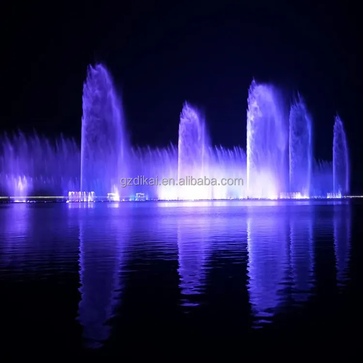 Complex construction of the variety of water compositions musical fountain with a dynamic water