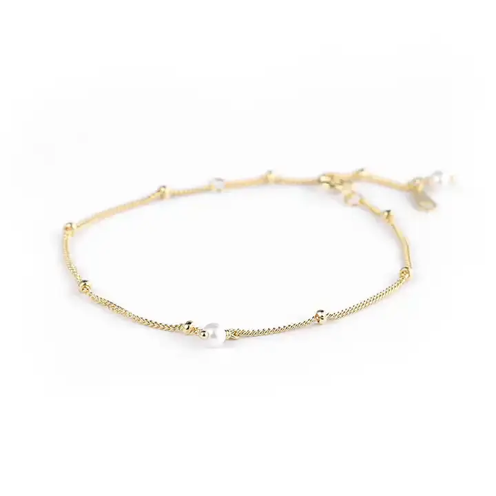 Duyizhao INS nuevo diseño chapado en oro 925 perlas de plata esterlina pulsera de cadena ajustable para mujer