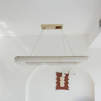 Lustre espagnol moderne en marbre d'albâtre naturel avec forme longue pour salon de thé et salle d'étude