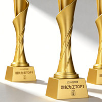 Trophée personnalisé en résine plaqué or 2026, coupe gravable pour la reconnaissance des employés d'entreprise, souvenir