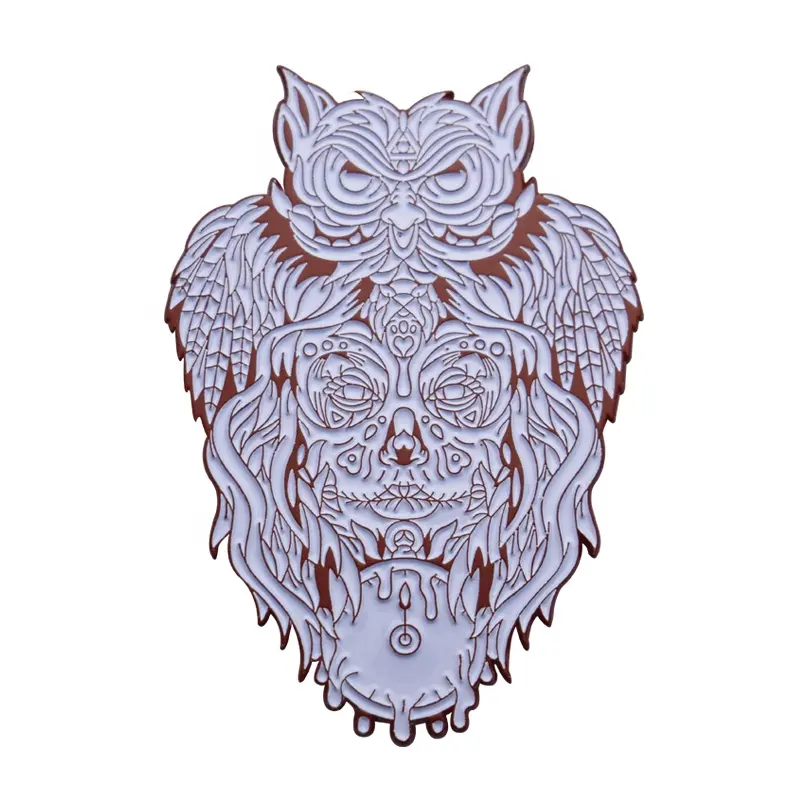 Hot color Owl character zinc alloy material painted metal souvenir badge